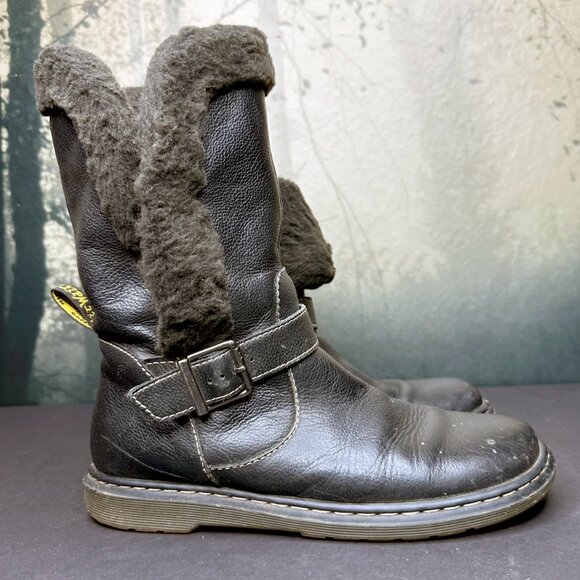 Dr Martens Brielle Rigger Boots Black Winter Faux Sheepskin Fur Lined US 8 UK 6 - Picture 4 of 10